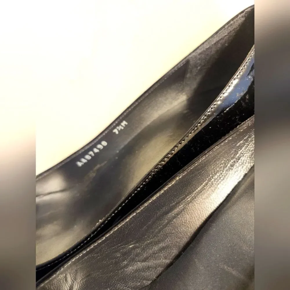Stuart Weitzman Classic Black Patent Leather Stiletto Heel Pumps sz.7.5 Ret $445